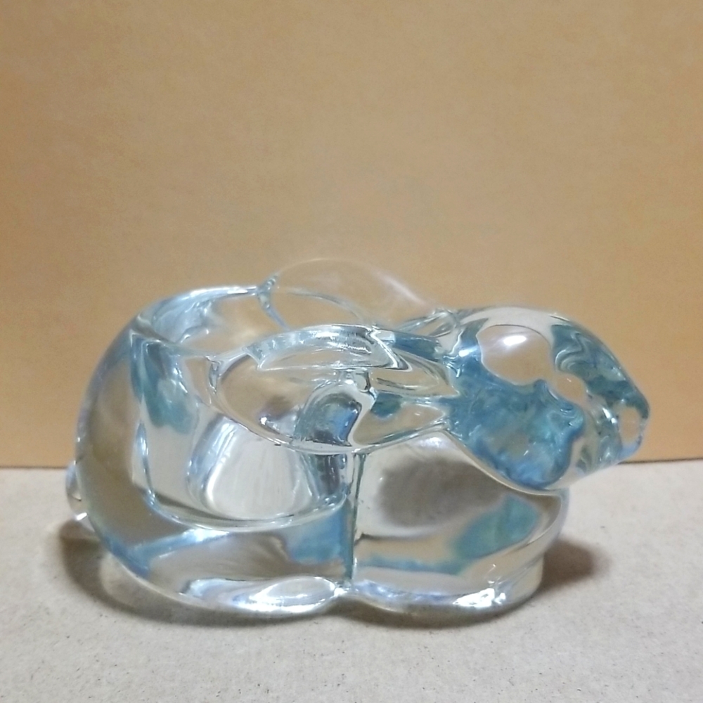 Chunky Weighty Chubby Glass Rabbit Paper Clip Holder/Trinket